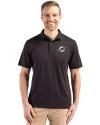 Miami Dolphins Mono Cutter & Buck Coastline Epic Comfort Recycled Mens Polo Black Front Thumbnail Image
