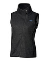 View image 1: James Clemens High School Cutter & Buck Mainsail Sweater-Knit Womens Full Zip Asymmetrical Vest Charcoal Heather Mannequin
