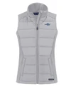 View image 1: James Clemens High School Cutter & Buck Evoke Recycled Honeycomb Fleece Womens Hybrid Full Zip Vest CONCRETE Mannequin