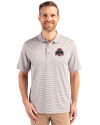 View image 7: Ohio State Buckeyes- Cutter & Buck Forge Tonal Stripe Stretch Mens Big and Tall Polo Polished Medium Gray Front