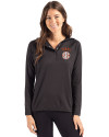 Texas Longhorns SEC Cutter & Buck Coastline Epic Comfort Recycled Womens Hooded Shirt Black Front Thumbnail Image