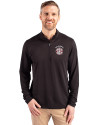Oklahoma Sooners SEC Cutter & Buck Virtue Eco Pique Recycled Quarter Zip Mens Pullover Black Front Thumbnail Image