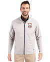 Texas Longhorns SEC Cutter & Buck Adapt Eco Knit Hybrid Recycled Mens Full Zip Jacket Polished Medium Gray Front Thumbnail Image