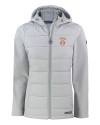 Texas Longhorns SEC Cutter & Buck Evoke Hybrid Softshell Recycled Full Zip Womens Hooded Jacket CONCRETE Mannequin Thumbnail Image