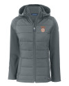 Texas Longhorns SEC Cutter & Buck Evoke Hybrid Softshell Recycled Full Zip Womens Hooded Jacket Elemental Grey Mannequin Thumbnail Image