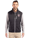 Oklahoma Sooners SEC Cutter & Buck Rainier PrimaLoft® Mens Eco Insulated Full Zip Puffer Vest Black Front Thumbnail Image