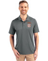 Texas Longhorns SEC Cutter & Buck Prospect Eco Textured Stretch Recycled Mens Short Sleeve Polo Elemental Grey Front Thumbnail Image