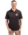Texas Longhorns SEC Cutter & Buck Virtue Eco Pique Tile Print Recycled Mens Polo Black Front Thumbnail Image