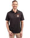 Texas Longhorns SEC Cutter & Buck Virtue Eco Pique Tile Print Recycled Mens Polo Black Front Thumbnail Image