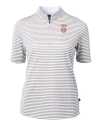Texas Longhorns SEC Cutter & Buck Virtue Eco Pique Stripe Recycled Womens Top Polished Medium Gray Mannequin Thumbnail Image