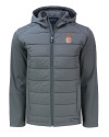 Texas Longhorns SEC Cutter & Buck Evoke Hybrid Softshell Recycled Full Zip Mens Hooded Jacket Elemental Grey Mannequin Thumbnail Image