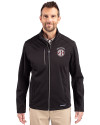 Oklahoma Sooners SEC Cutter & Buck Evoke Softshell Recycled Full Zip Mens Jacket Black Front Thumbnail Image