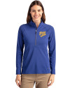 Pitt Panthers College Vault Cutter & Buck Adapt Eco Knit Stretch Recycled Womens Half Zip Pullover Tour Blue Front Thumbnail Image