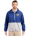 Pitt Panthers College Vault Cutter & Buck Charter Eco Recycled Mens Anorak Jacket Tour Blue/Polished Front Thumbnail Image