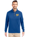 Pitt Panthers College Vault Cutter & Buck Adapt Eco Knit Stretch Recycled Mens Big and Tall Quarter Zip Pullover Tour Blue Front Thumbnail Image