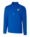Pitt Panthers College Vault Cutter & Buck Traverse Stretch Eco Quarter Zip Mens Pullover Tour Blue Mannequin Thumbnail Image