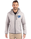 Pitt Panthers College Vault Cutter & Buck Rainier Primaloft Eco Mens Full Zip Hooded Jacket Polished Medium Gray Front Thumbnail Image