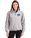 Pitt Panthers College Vault Cutter & Buck Charter Eco Recycled Womens Full-Zip Jacket Polished Medium Gray Front Thumbnail Image