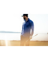 View image 9: Cutter & Buck Response Lightweight Hybrid Quarter Zip Mens Pullover Windbreaker Chelan Blue Lifestyle 3