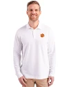 Clemson Tigers Cutter & Buck Advantage Eco Tri-Blend Pique Mens Big and Tall Long Sleeve Polo White Front Thumbnail Image