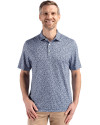 Front profile view of a man wearing a Navy Blue Cutter & Buck Pike Eco Flora Print Recycled Mens Big & Tall Polo Thumbnail Image