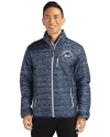 New York Mets Mono Cutter & Buck Rainier PrimaLoft® Mens Eco Insulated Full Zip Printed Puffer Jacket Dark Navy Front Thumbnail Image
