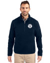 Milwaukee Brewers Mono Cutter & Buck Cascade Eco Sherpa Fleece Mens Big & Tall Quarter Zip Jacket Navy Blue Front Thumbnail Image