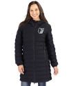 Baltimore Orioles Mono Cutter & Buck Mission Ridge Repreve Eco Insulated Womens Long Puffer Jacket Black Front Thumbnail Image
