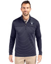 Houston Astro Mono Cutter & Buck Traverse Stretch Eco Stripe Quarter Zip Mens Big and Tall Pullover Liberty Navy Front Thumbnail Image