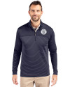 Milwaukee Brewers Mono Cutter & Buck Traverse Stretch Eco Stripe Quarter Zip Mens Big and Tall Pullover Liberty Navy Front Thumbnail Image