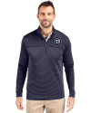 Chicago Cubs Mono Cutter & Buck Traverse Stretch Eco Stripe Quarter Zip Mens Big and Tall Pullover Liberty Navy Front Thumbnail Image