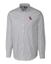 Ole Miss Rebels Cutter & Buck Stretch Oxford Stripe Mens Big and Tall Long Sleeve Dress Shirt Charcoal Mannequin Thumbnail Image