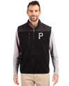 Pittsburgh Pirates Mono Cutter & Buck Cascade Eco Sherpa Mens Big and Tall Fleece Vest Black Front Thumbnail Image