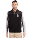 San Diego Padres Mono Cutter & Buck Cascade Eco Sherpa Mens Big and Tall Fleece Vest Black Front Thumbnail Image