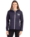 Cleveland Guardians Mono Cutter & Buck Rainier Primaloft Womens Eco Full Zip Hybrid Jacket Dark Navy Front Thumbnail Image