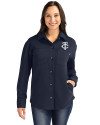 Minnesota Twins Mono Cutter & Buck Roam Epic Versatility Recycled Womens Shirt Jacket Navy Blue Front Thumbnail Image