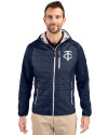 Minnesota Twins Mono Cutter & Buck Rainier Primaloft Mens Eco Full Zip Hybrid Jacket Dark Navy Front Thumbnail Image