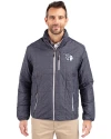 Cleveland Guardians Mono Cutter & Buck Rainier PrimaLoft® Mens Eco Insulated Full Zip Puffer Jacket Anthracite Melange Front Thumbnail Image