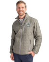 New York Mets Mono Cutter & Buck Rainier PrimaLoft® Mens Eco Insulated Full Zip Puffer Jacket Poplar Melange Front Thumbnail Image