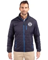 Milwaukee Brewers Mono Cutter & Buck Rainier PrimaLoft® Mens Eco Insulated Full Zip Puffer Jacket Dark Navy Front Thumbnail Image