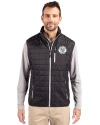 Milwaukee Brewers Mono Cutter & Buck Rainier PrimaLoft® Mens Big and Tall Eco Insulated Full Zip Puffer Vest Black Front Thumbnail Image