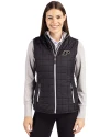 Purdue Boilermakers Cutter & Buck Rainier PrimaLoft® Womens Eco Insulated Full Zip Puffer Vest Black Front Thumbnail Image