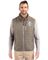 View image 16: Minnesota Twins Monochromatic Cutter & Buck Rainier Recycled Insulated Puffer Mens Full Zip Vest Poplar Melange Front