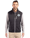 Milwaukee Brewers Mono Cutter & Buck Rainier PrimaLoft® Mens Eco Insulated Full Zip Puffer Vest Black Front Thumbnail Image