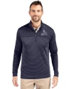 St. Louis Cardinals Mono Cutter & Buck Traverse Stretch Eco Stripe Quarter Zip Mens Pullover Liberty Navy Front Thumbnail Image