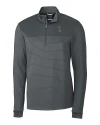 View image 3: South Florida Bulls Swinging Rocky Cutter & Buck Traverse Stretch Eco Stripe Quarter Zip Mens Pullover Elemental Grey Mannequin