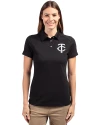Minnesota Twins Mono Cutter & Buck Advantage Eco Tri-Blend Pique Womens Polo Black Front Thumbnail Image