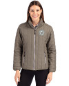 Washington Nationals Mono Cutter & Buck Rainier PrimaLoft®  Womens Eco Insulated Full Zip Puffer Jacket Poplar Melange Front Thumbnail Image