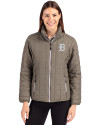 Detroit Tigers Mono Cutter & Buck Rainier PrimaLoft®  Womens Eco Insulated Full Zip Puffer Jacket Poplar Melange Front Thumbnail Image