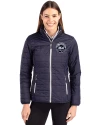New York Mets Mono Cutter & Buck Rainier PrimaLoft®  Womens Eco Insulated Full Zip Puffer Jacket Dark Navy/Silver Front Thumbnail Image